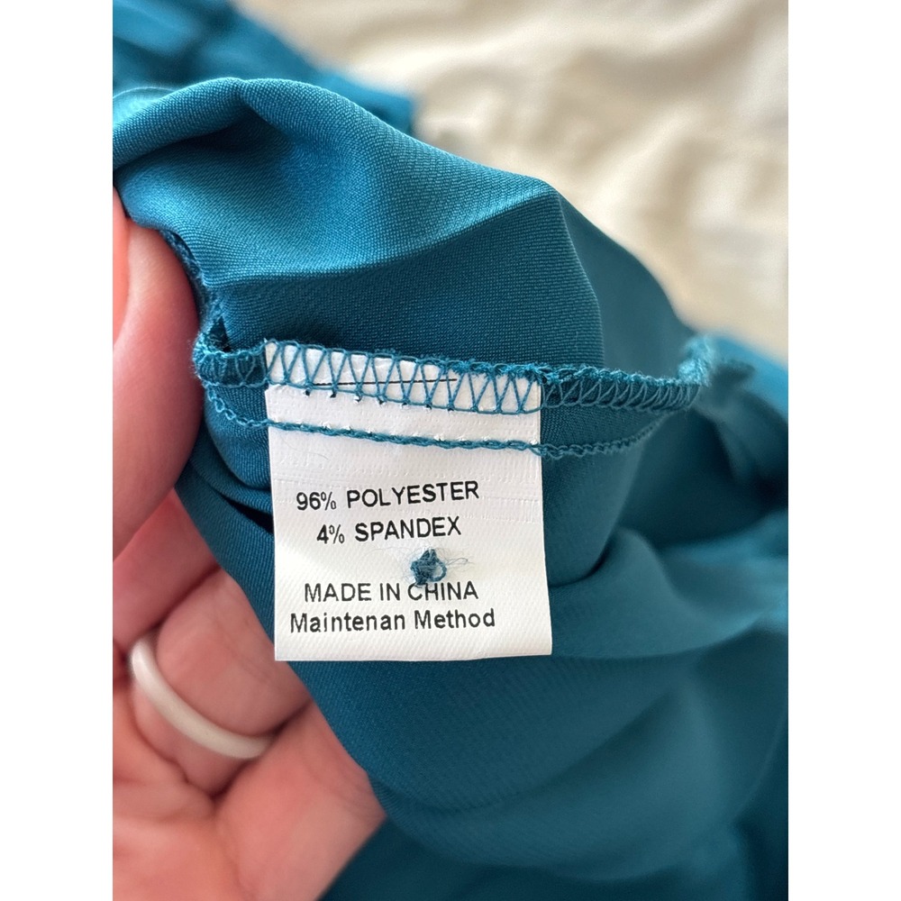 Anrabess Dark Teal Pleated Halter Midi Dress NWT Asymmetrical Hem Size M - Picture 6 of 6